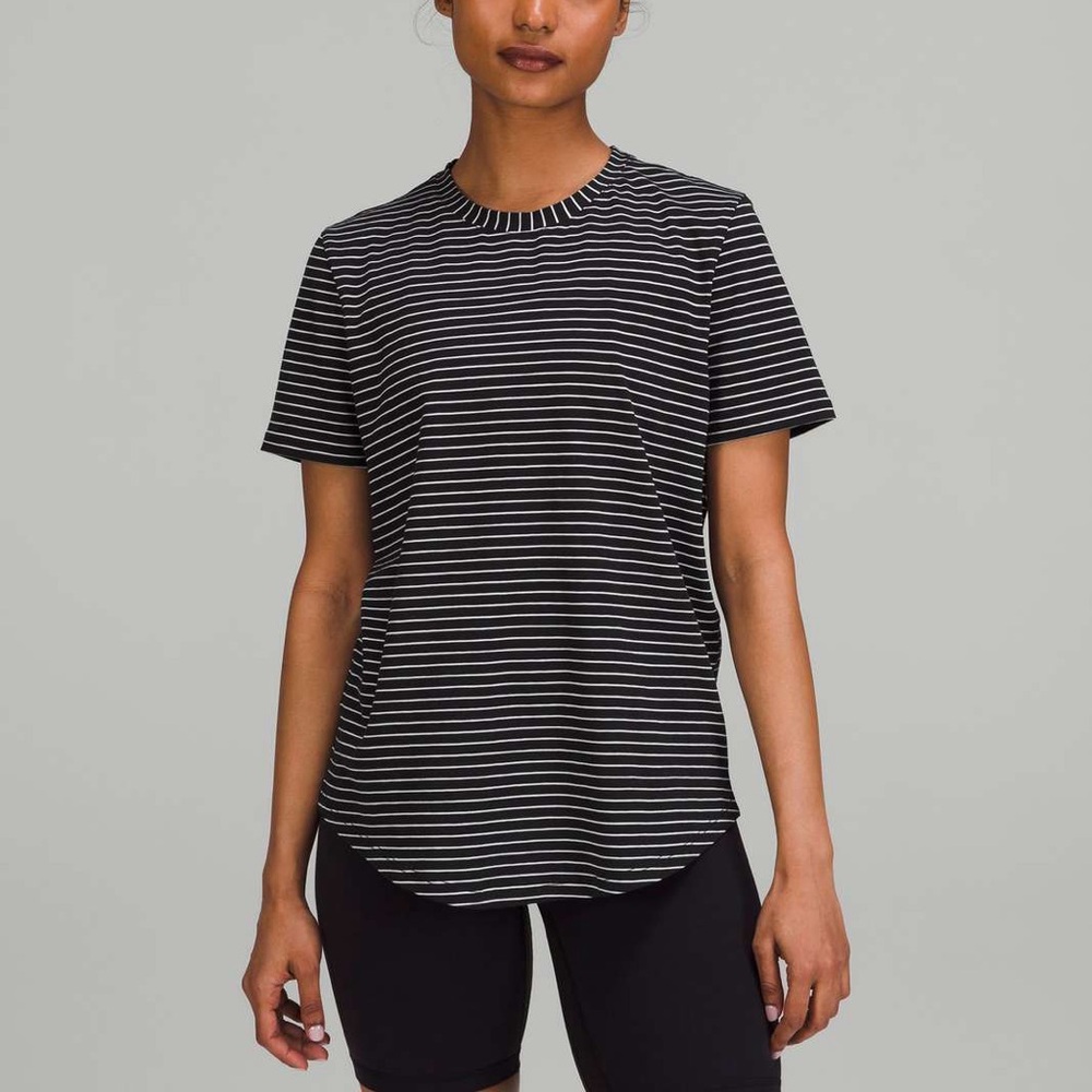 Lululemon Love‎ Crew Short Sleeve T-Shirt in Black White Stripe